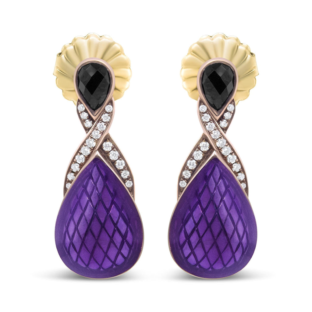 18K Rose Gold Flash Plated .925 Sterling Silver Purple Enamel 1/5 Cttw