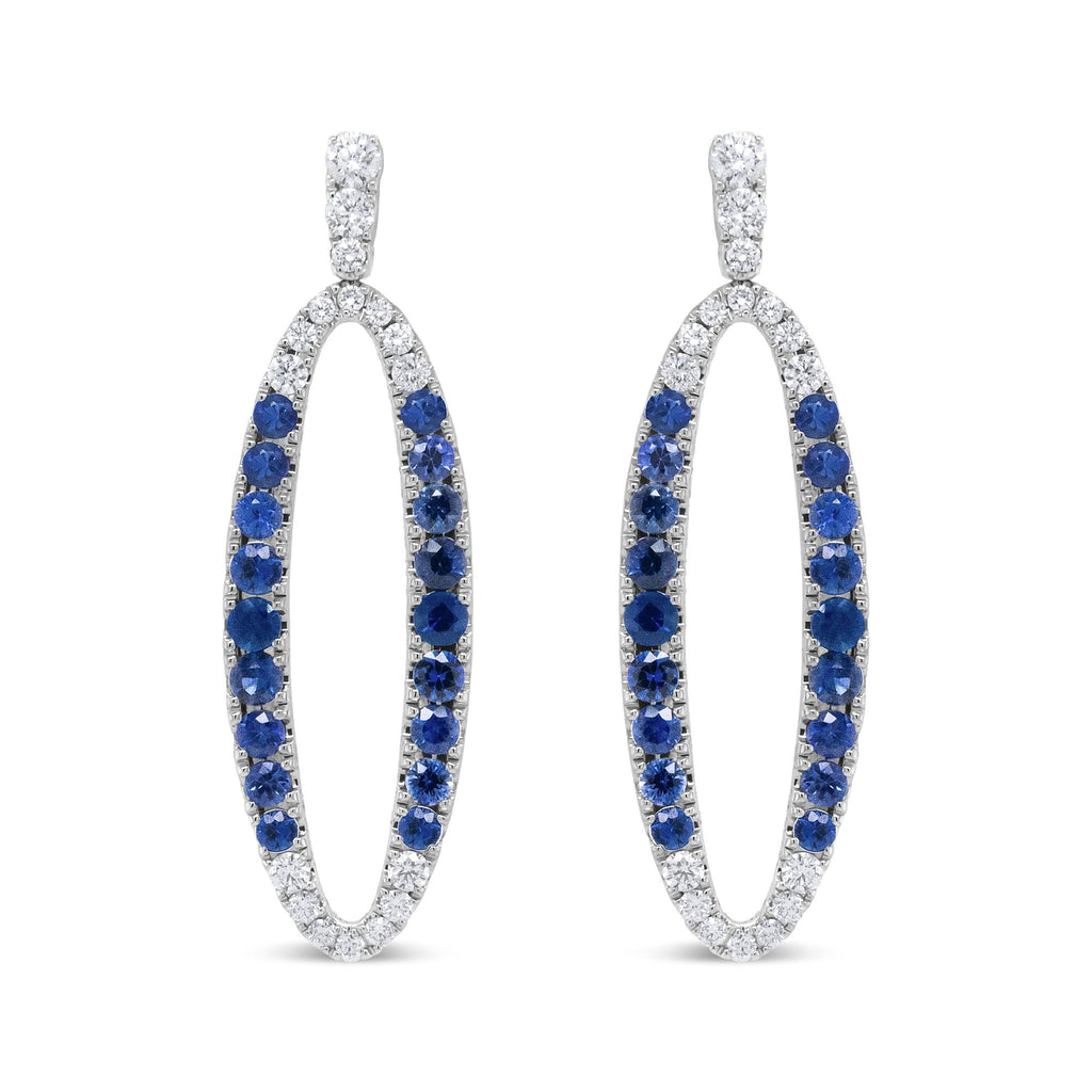 18K White Gold 1.11 Cttw Blue Round Diamond and Blue Sapphire Openwork